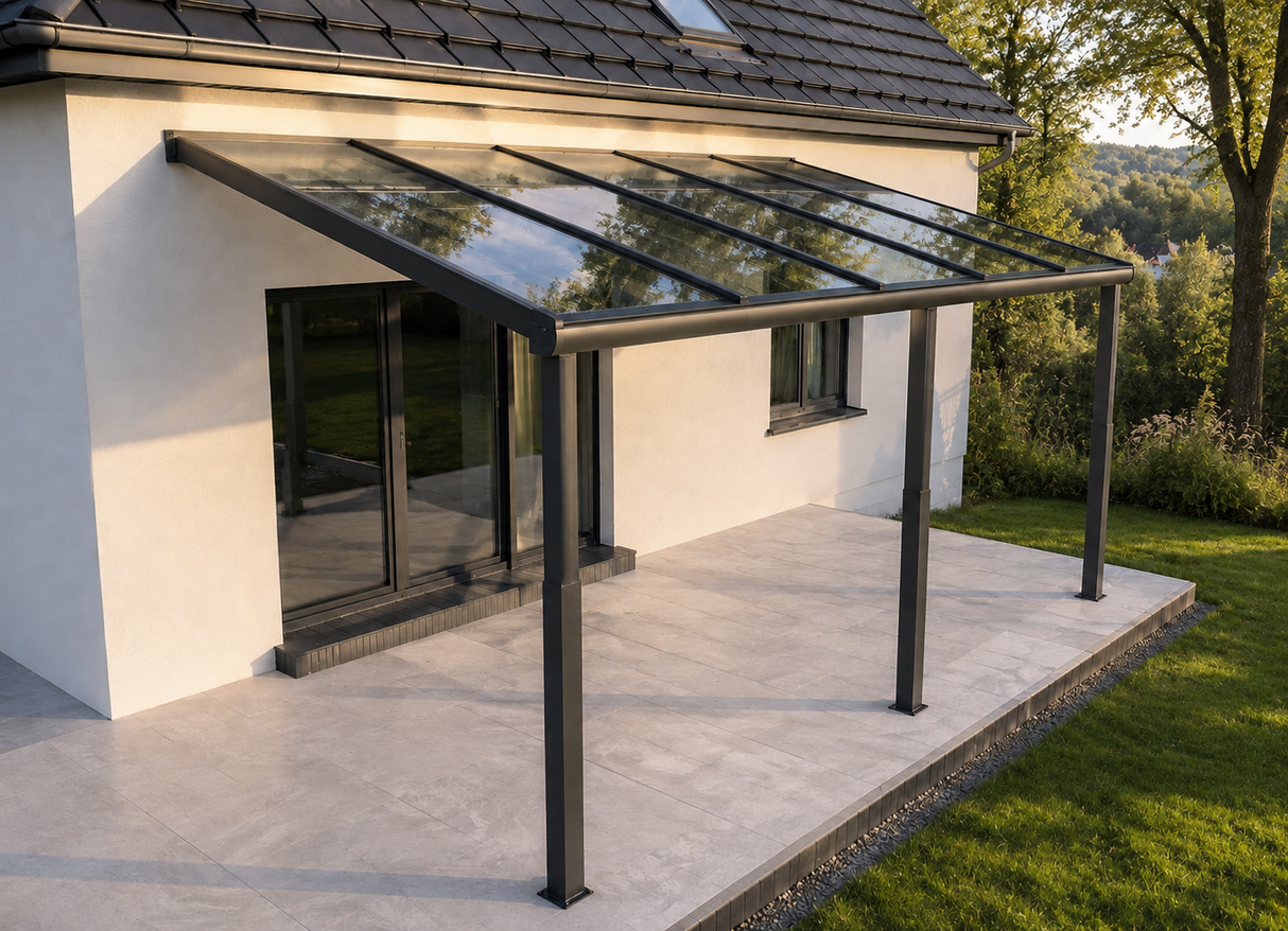 Terrassenüberdachung Polycarbonat, 5,06 m x 4,00 m