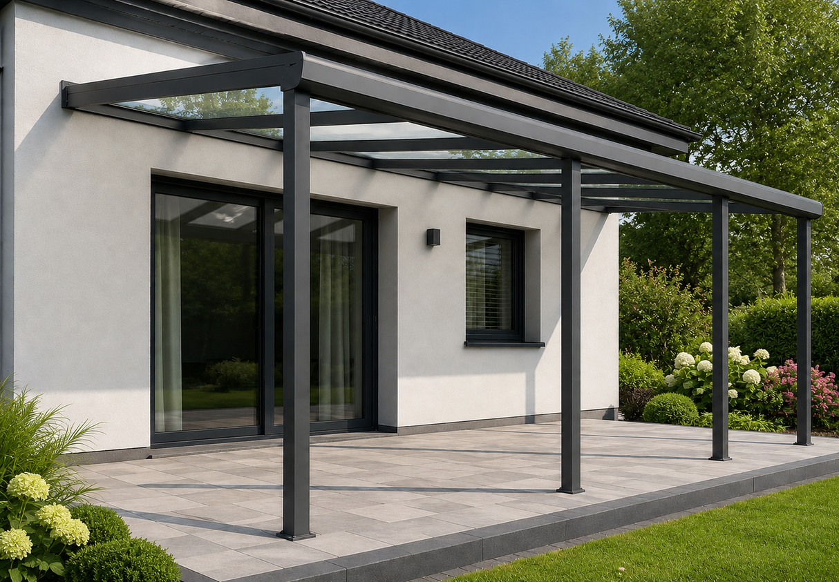 Terrassenüberdachung Glas, 4,06 m x 3,50 m