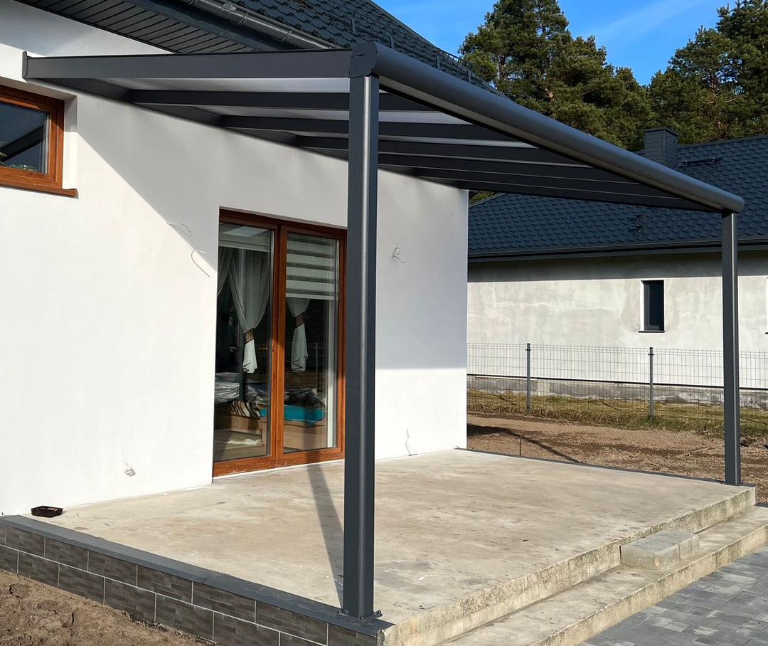 Terrassenüberdachung Polycarbonat, 4,06 m x 3,50 m