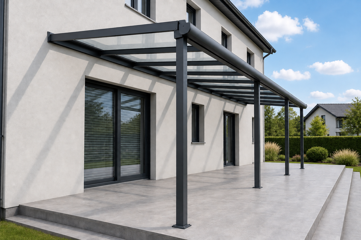 Terrassenüberdachung Polycarbonat, 6,06 m x 3,50 m