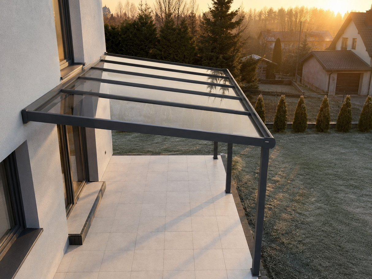 Terrassenüberdachung Glas, 4,06 m x 3,50 m